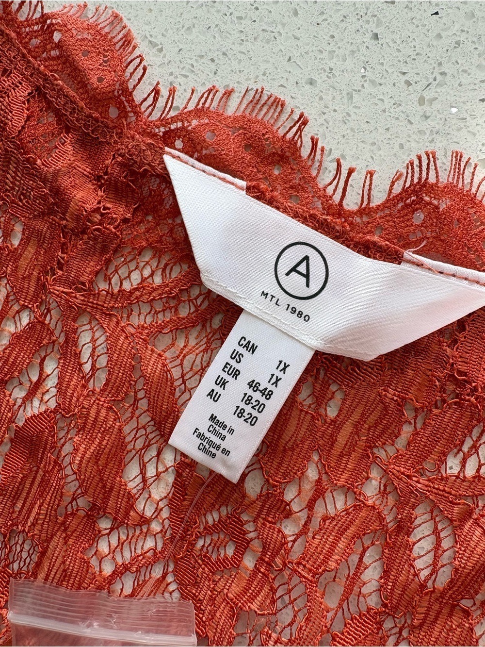 Pennington’s Lace Button-Front Shell Top - Orange - Picture 3 of 5